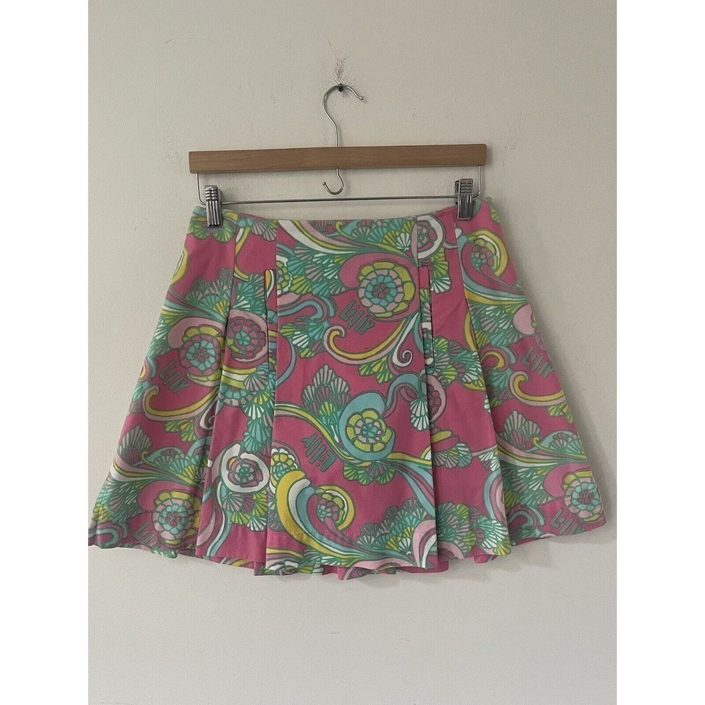 Lilly Pulitzer Pink and Green Floral Midi Skirt